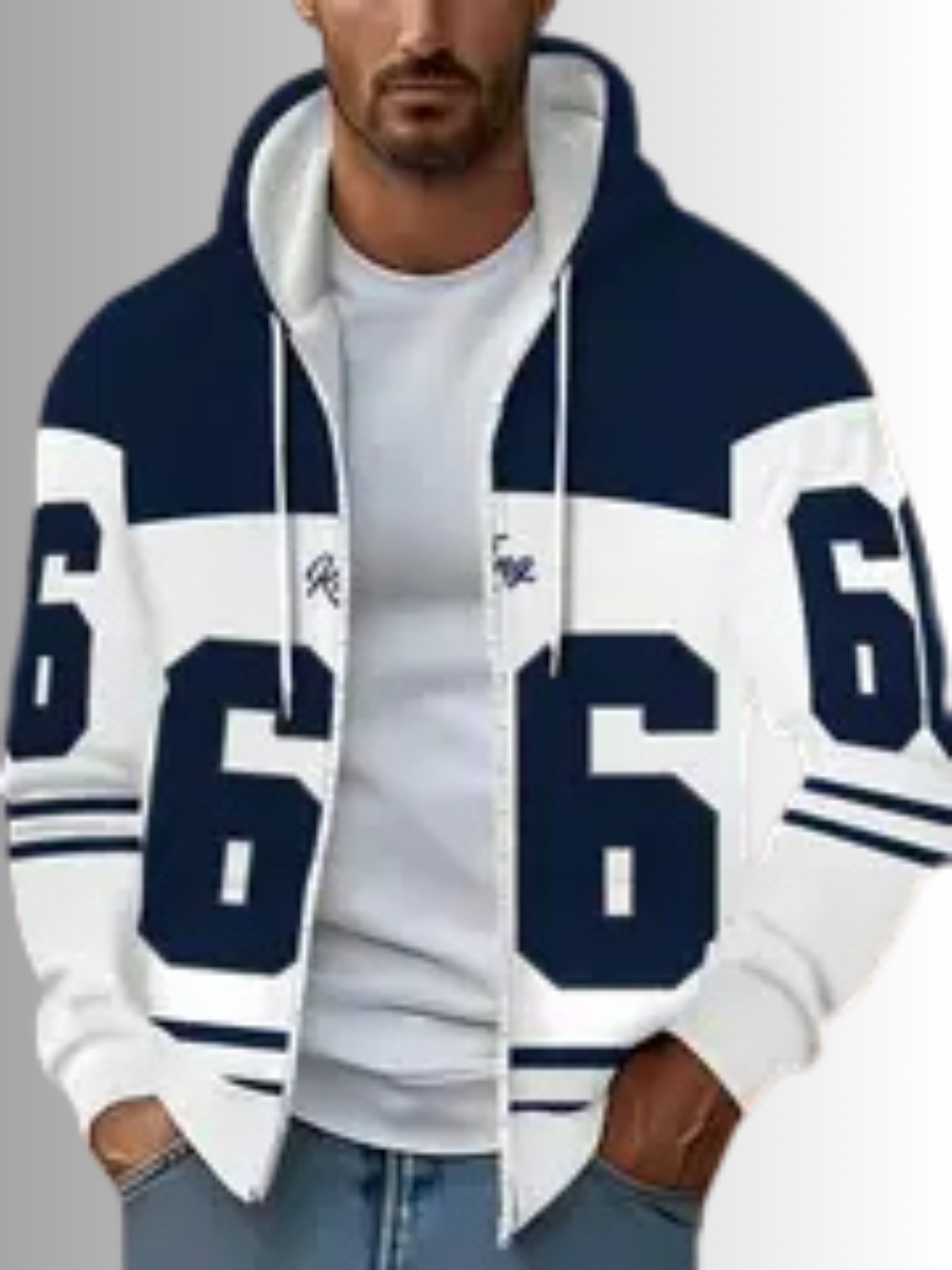 Navy Blue Streetwear Hoodie – Zip-Up, Hooded, Comfy Fit for Spring/Fall | Trendy Casual Look