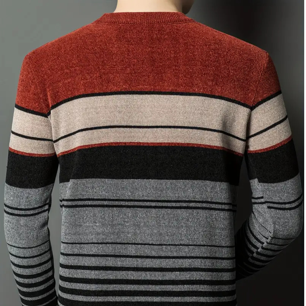 🚚 Free Shipping to USA – Striped Knit Sweater |For Men, Winter Pullover, Crew Neck, Regular Fit
