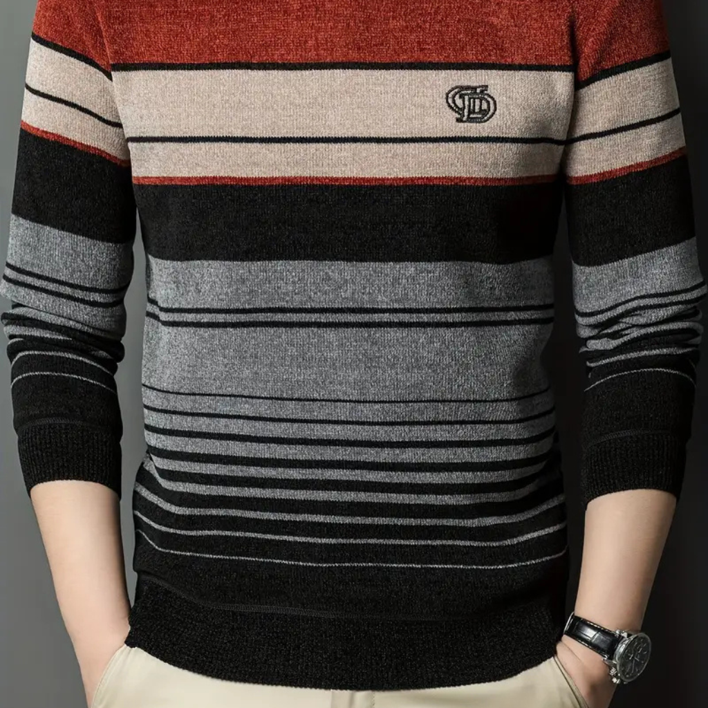 🚚 Free Shipping to USA – Striped Knit Sweater |For Men, Winter Pullover, Crew Neck, Regular Fit