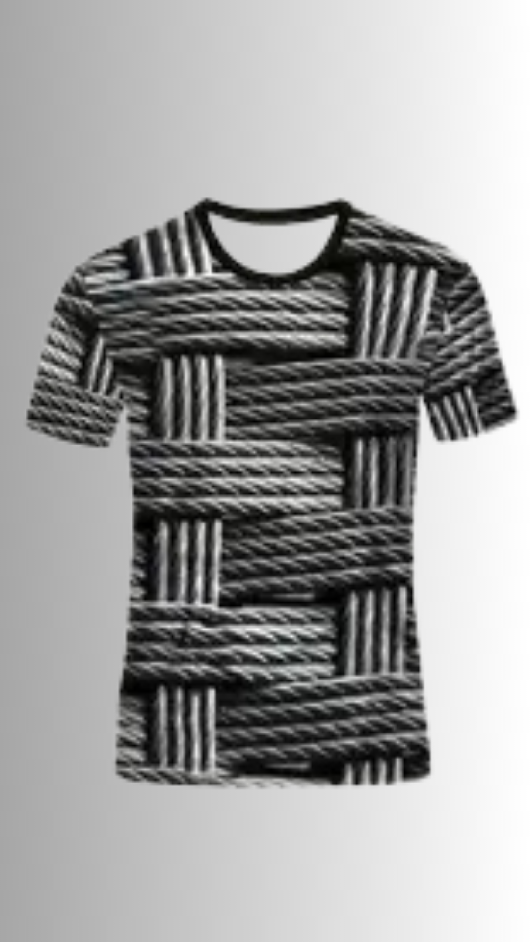 🖤 Men’s 3D Wireframe Tee – Black & Gray Geometric Vibes