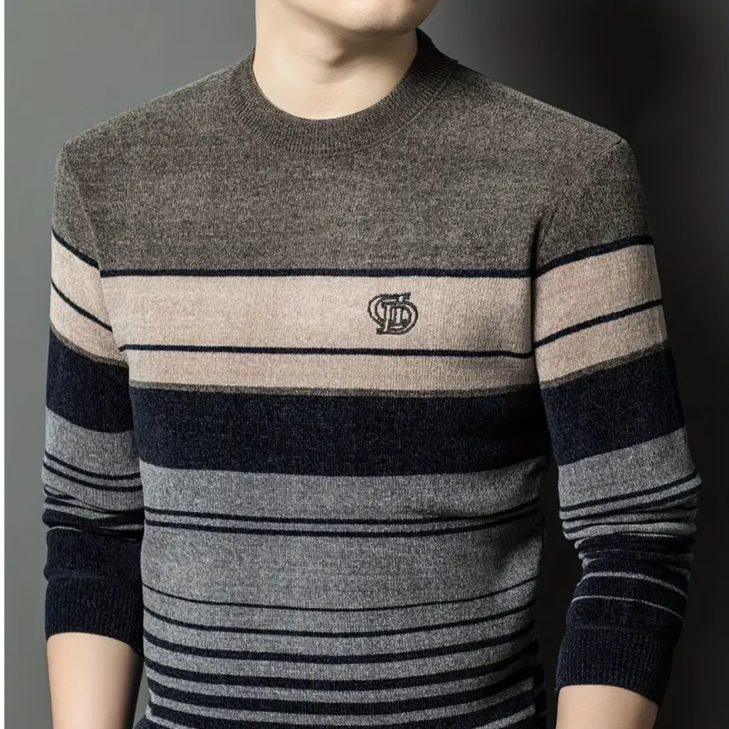 🚚 Free Shipping to USA – Striped Knit Sweater |For Men, Winter Pullover, Crew Neck, Regular Fit
