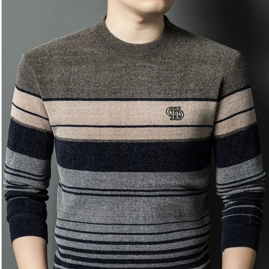 🚚 Free Shipping to USA – Striped Knit Sweater |For Men, Winter Pullover, Crew Neck, Regular Fit