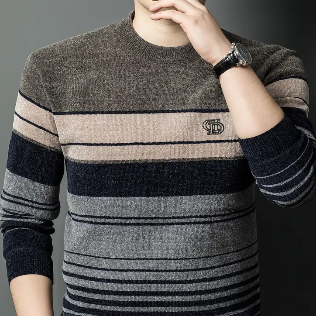 🚚 Free Shipping to USA – Striped Knit Sweater |For Men, Winter Pullover, Crew Neck, Regular Fit