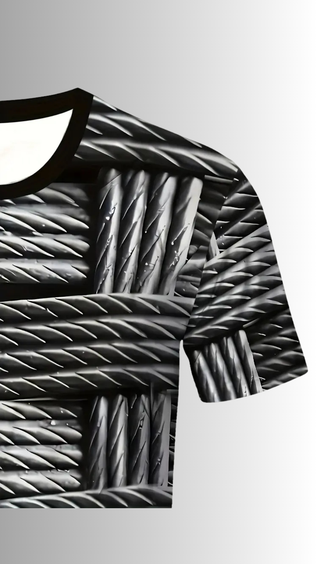🖤 Men’s 3D Wireframe Tee – Black & Gray Geometric Vibes