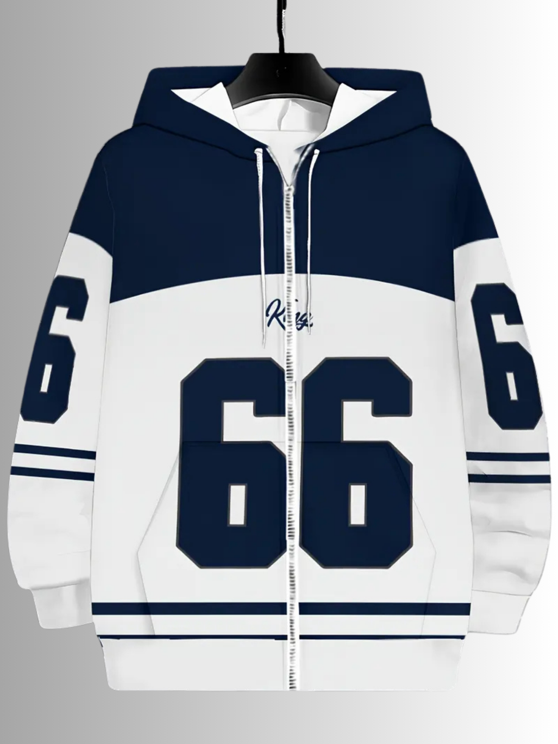 Navy Blue Streetwear Hoodie – Zip-Up, Hooded, Comfy Fit for Spring/Fall | Trendy Casual Look