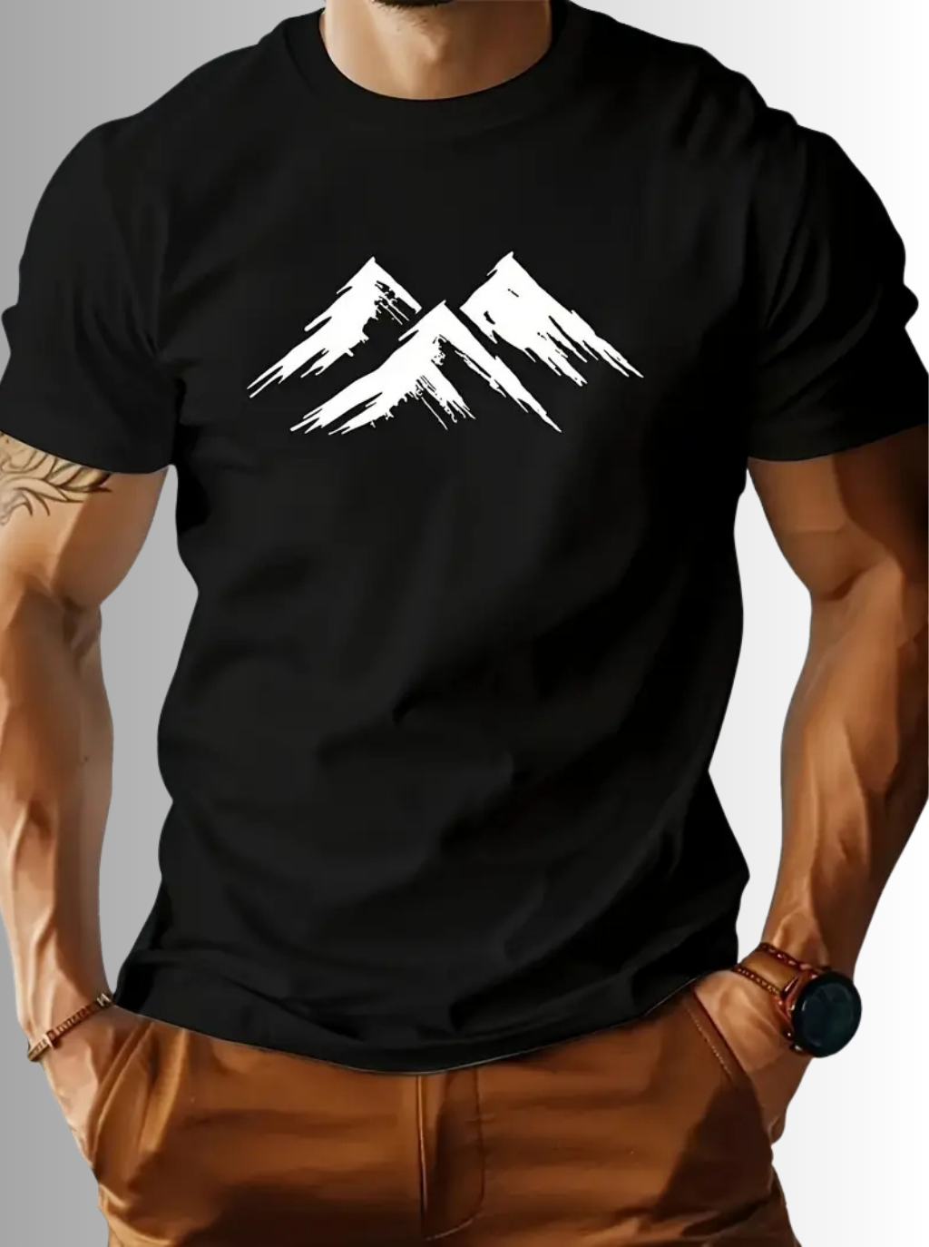 🔥 FREE Shipping in USA – Bold & Minimalist Mountain Peak Tee – Breathable Cotton for All Seasons!