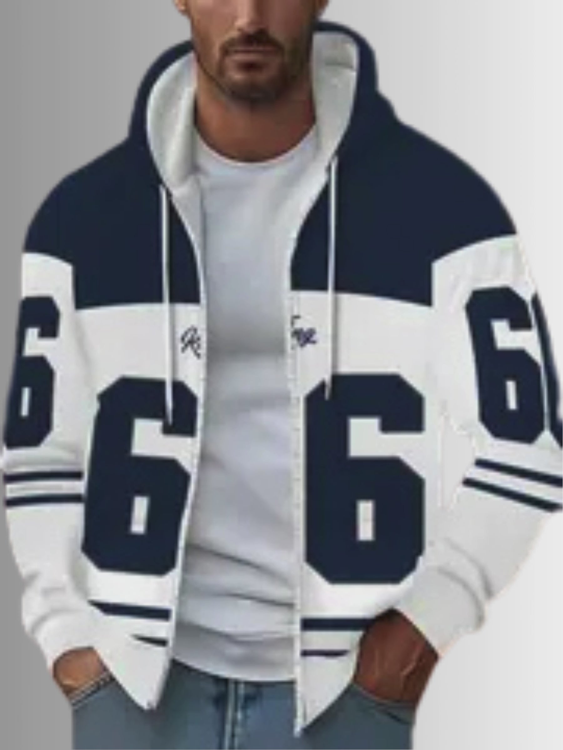 Navy Blue Streetwear Hoodie – Zip-Up, Hooded, Comfy Fit for Spring/Fall | Trendy Casual Look