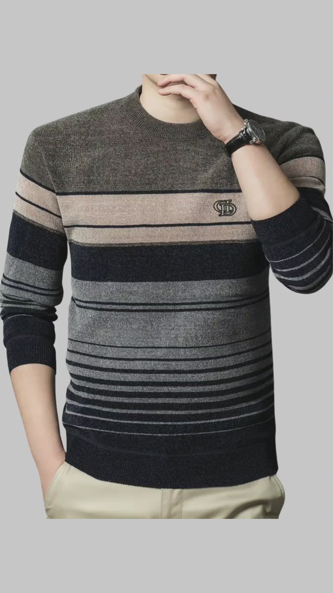 🚚 Free Shipping to USA – Striped Knit Sweater |For Men, Winter Pullover, Crew Neck, Regular Fit